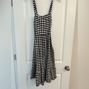 Loft Black and White Checkered Maxi Dress